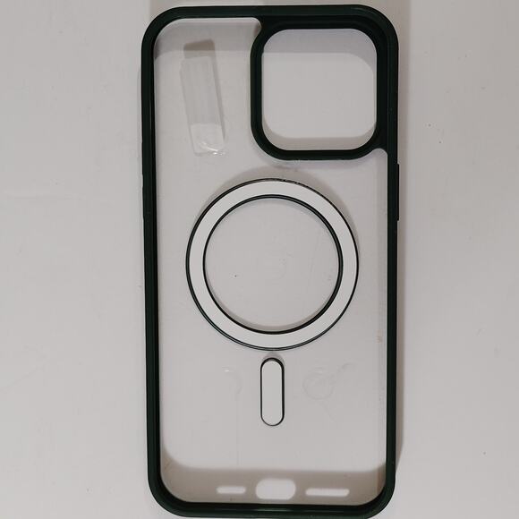 Magnetic Clear Case With Deep Green Trim For iPhone 15 Pro Max Phone - Picture 2 of 5